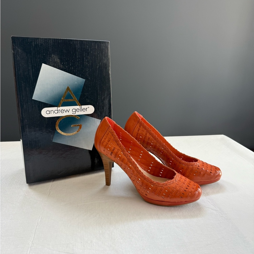 Andrew Geller Orange Suede Heels